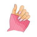 Fashion french manicure on woman hand. Vector illustration