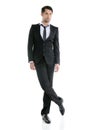 Fashion full length elegant young black suit man Royalty Free Stock Photo