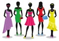 Fashion girl in Colored party dresses.Sale poster