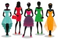 Fashion girl in Colored party dresses.Sale poster