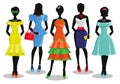 Fashion girl in Colored party dresses.Sale poster
