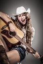 Fashion girl with guitar Royalty Free Stock Photo