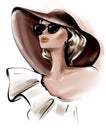 Fashion girl in hat. Stylish young woman in sunglasses. Beautiful girl.
