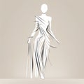 Elegant Fashion Model Silhouette: Classical Antiquity Inspired Illustration