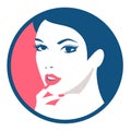 Fashion girl round avatar. Beautiful face