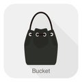 Fashion girl`s handbag series, vector illustration, bucket bag