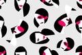 Fashion girl seamless pattern. Model Women head geometric background. Hand drawn vector illustration. Glamour texture