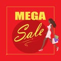 fashion girl with shopping bags. sale. vector illustration Royalty Free Stock Photo