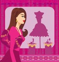 Fashion girl shopping in boutique , abstract sale card Royalty Free Stock Photo