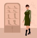 Fashion girl shopping in shoe shop Royalty Free Stock Photo