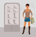 Fashion girl shopping in shoe shop Royalty Free Stock Photo