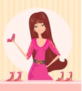 Fashion girl shopping in shoe shop Royalty Free Stock Photo