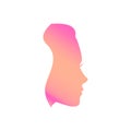 Fashion girl. Silhouette of a woman s head in pink color. Vector illustration.