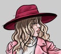 Fashion Girl Sketch, Vector Stylish Woman Drawing