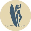 Fashion Girl Surfer in the Beach