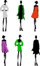 Fashion Girls Designer Silhouette Sketch