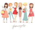Fashion girls illustration set Royalty Free Stock Photo