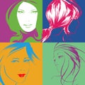 Fashion girls in the pop art style. Royalty Free Stock Photo