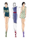 Fashion girls Sketch. Stylish fashion models. Pretty girls