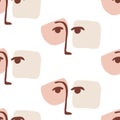 Fashion glamour abstract female faces seamless pattern texture