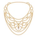 Fashion golden necklace icon, cartoon style Royalty Free Stock Photo