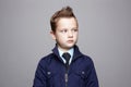 Fashion hairstyle child portrait in tie