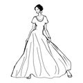 Fashion hand drawn illustration. Vector sketch. Long dress. Bride. Royalty Free Stock Photo