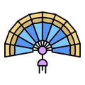 Fashion hand fan icon color outline vector Royalty Free Stock Photo