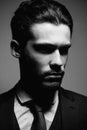 Fashion Handsome serious beauty male model portrait wear suit Royalty Free Stock Photo