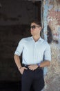 Fashion handsome young man with cuffed sleeves Royalty Free Stock Photo
