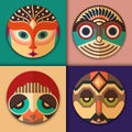 Fashion hipster icons in the ethnic mask design