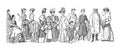 Fashion history Collection from 1870 to 1905 / a big evolution in fashion/ Vintage and Antique illustration from Petit Larousse 19