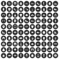 100 fashion icons set black circle