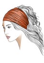 Fashion illustration of an asian girl wearing bandana