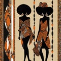Fashion illustration of beautiful African American women. Vector Illustration Royalty Free Stock Photo