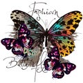 Fashion illustration with butterflies