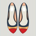 Vector fashion illustration cute women`s flat shoes