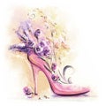Flowers in a high heel. Fashion illustration