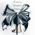 Fashion illustration with high heel shoe and bow. I am limited edition