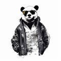 Fashion-illustration Inspired Panda In Jacket And Sunglasses