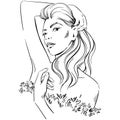 Fashion illustration. portrait of woman wearing romantic elegant dress