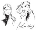 Fashion illustration. portrait of women wearing turtleneck