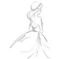 Fashion illustration, scribble drawing by black lines Royalty Free Stock Photo