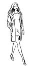 Fashion illustration of walking woman