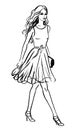 Fashion illustration of walking woman