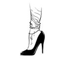 Fashion illustration with woman legs wearing high heels shoes Royalty Free Stock Photo