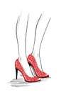 Fashion illustration with woman legs wearing high heels shoes Royalty Free Stock Photo