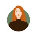 Fashion illustration of young woman with perfect red hair. Charming redheaded girl porttrait