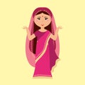 Fashion indian woman modern happy smiling standing handsome adult character vector illustration.