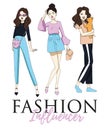 Fashion influencer t-shirt or poster design with stylish girls.